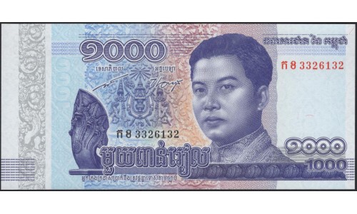 Камбоджа 1000 риелей 2016 (Cambodia 1000 riels 2016) P 67a : Unc