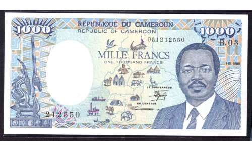 Камерун 1000 франков 1986 (CAMEROON 1000 Francs 1986) P 26a : UNC