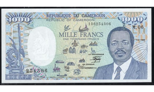 Камерун 1000 франков 1989 (CAMEROON 1000 Francs 1989) P 26а : UNC
