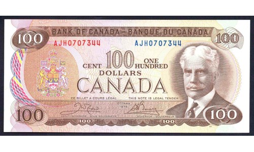 Канада 100 долларов 1975 года (CANADA 100 dollars 1975) P91b: UNC