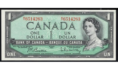 Канада 1 доллар 1954 года, НЕЧАСТЫЕ (CANADA 1 dollar 1954) P 74b : UNC