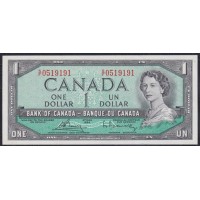 Канада 1 доллар 1954 года, 0519191, Красивый Номер (CANADA 1 dollar 1954) P 75с: UNC