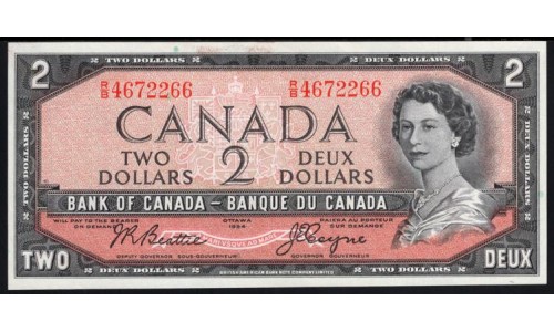 Канада 2 доллара 1954 года (CANADA 2 dollars 1954) P 76a: UNC