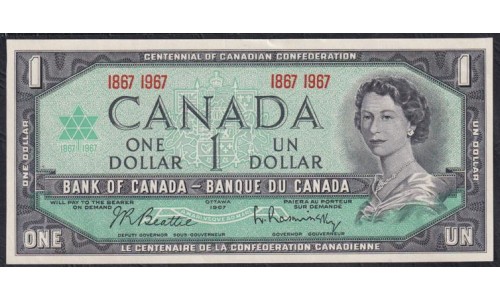 Канада 1 доллар 1967 года (CANADA 1 dollar 1967) P 84a: UNC