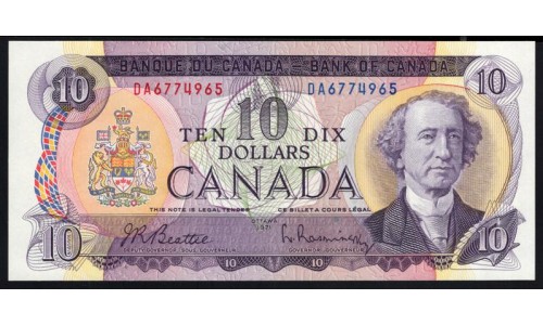 Канада 10 долларов 1971 года (CANADA 10 dollars 1971) P88a: UNC