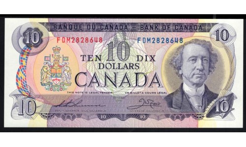 Канада 10 долларов 1971 года (CANADA 10 dollars 1971) P88e: UNC