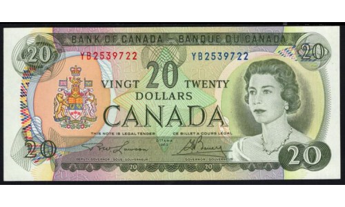 Канада 20 долларов 1969 года, YB2539722 (CANADA 20 dollars 1969) P 89b: UNC