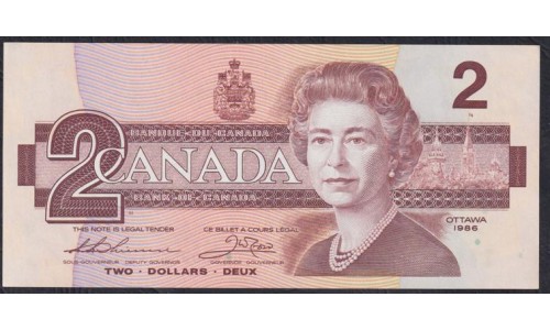 Канада 2 доллара 1986 года (CANADA 2 dollars 1986) P94b: UNC