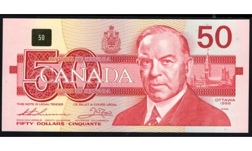 Канада 50 долларов 1988 года (CANADA 50 dollars 1988) P98a: UNC