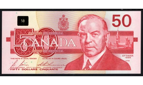 Канада 50 долларов 1988 года (CANADA 50 dollars 1988) P98b: UNC