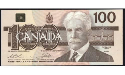 Канада 100 долларов 1988 года (CANADA 100 dollars 1988) P99а: UNC