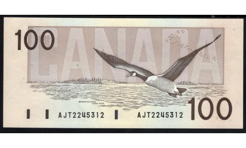 Канада 100 долларов 1988 года (CANADA 100 dollars 1988) P99а: UNC