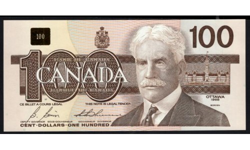 Канада 100 долларов 1988 года (CANADA 100 dollars 1988) P99b: UNC