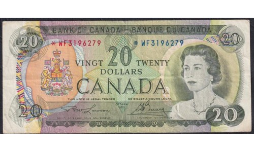 Канада 20 долларов 1969 года, серия Замещения (CANADA 20 dollars 1969 Replacement) P89r: VF