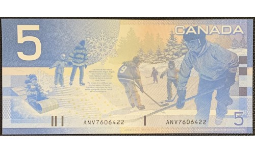 Канада 5 долларов 2002 (2001) года (CANADA 5 dollars 2002 (2001)) P101a: UNC