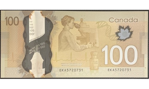 Канада 100 долларов 2011 года (CANADA 100 dollars 2011) P110a: UNC