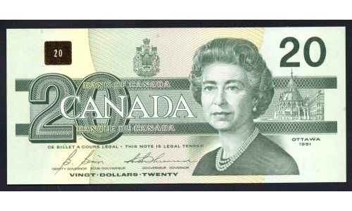 Канада 20 долларов 1991 (CANADA 20 dollars 1991) P 97b : UNC