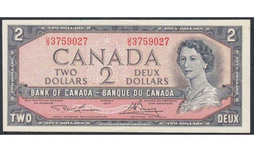 Канада 2 доллара 1954 года (CANADA 2 dollars 1954) P 76d: UNC