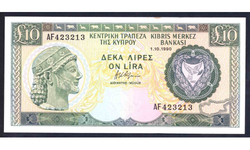 Кипр 10 фунтов 1990 (CYPRUS 10 Pounds 1990) P 55а : UNC