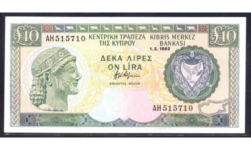 Кипр 10 фунтов 1992 (CYPRUS 10 Pounds 1992) P 55b : UNC