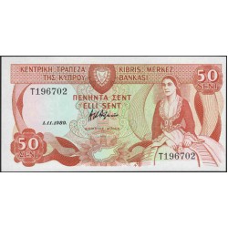 Кипр 50 центов 1989 (CYPRUS 50 Cents 1989) P 52 : UNC