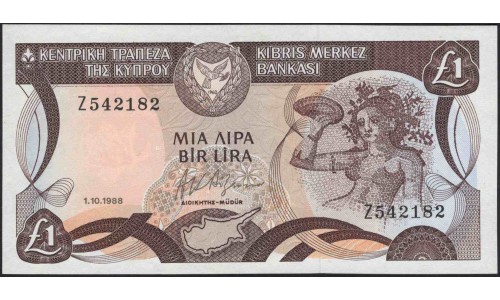 Кипр 1 фунт 1988 (CYPRUS 1 Pound 1988) P 53a : UNC