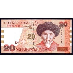 Киргизия 20 сом 2002 г. (KYRGYZSTAN 20 Som 2002) Р19:Unc