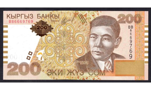 Киргизия 200 сом 2004 г. (KYRGYZSTAN 200 Som 2004) Р22:Unc