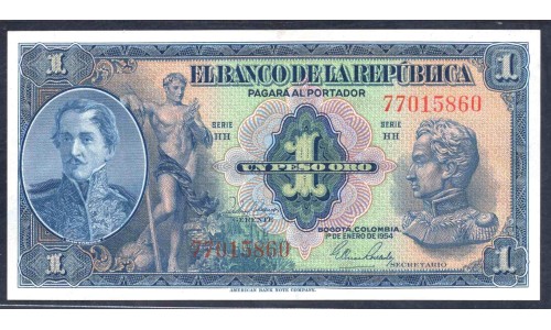 Колумбия 1 песо 1954 г. (COLOMBIA 1 peso oro 1954 g.) P 380g: UNC