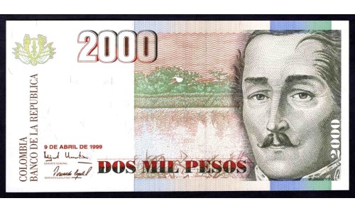 Колумбия 2000 песо 1999 г. (COLOMBIA  2000 pesos 1999) P 445е: UNC