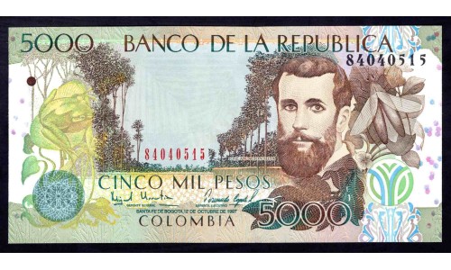 Колумбия 5000 песо 12.10.1997 г. (COLOMBIA  5000 pesos 12.10.1997) P 447а: UNC