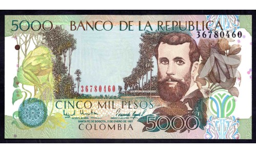 Колумбия 5000 песо 02.01.1997 г. (COLOMBIA  5000 pesos 02.01.1997) P 446: UNC