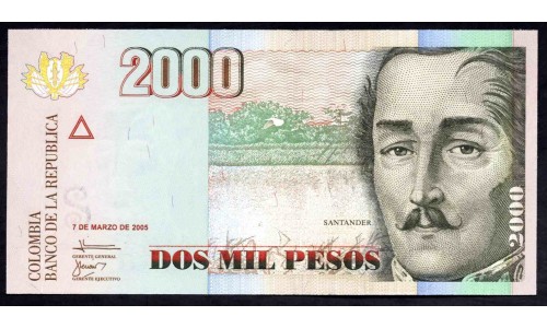 Колумбия 2000 песо 2005 г. (COLOMBIA  2000 pesos 2005) P 451j: UNC