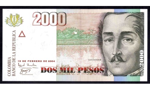 Колумбия 2000 песо 2004 г. (COLOMBIA  2000 pesos 2004) P451i: UNC