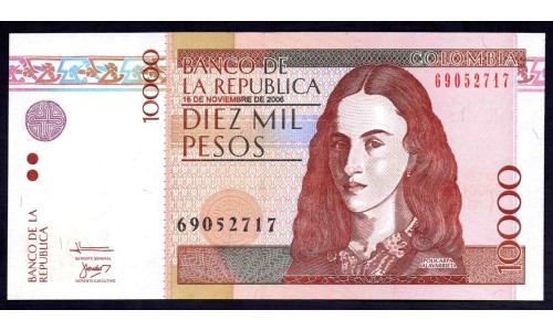 Колумбия 10000 песо 2006 г. (COLOMBIA  10000 pesos 2006) P 453h: UNC