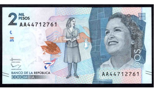 Колумбия 2000 песо 2015 года (COLOMBIA  2000 pesos 2015 ) P 458а: UNC