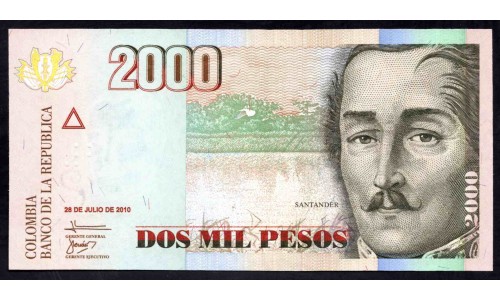 Колумбия 2000 песо 28.07.2010 г. (COLOMBIA  2000 pesos 28.07.2010) P 457n: UNC