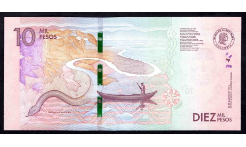 Колумбия 10000 песо 2015 г. (COLOMBIA  10000 pesos 2015) P 460a: UNC