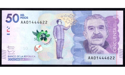 Колумбия 50000 песо 2015 г. (COLOMBIA  50000 pesos 2015) P 462a: UNC