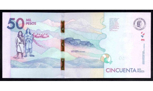 Колумбия 50000 песо 2015 г. (COLOMBIA  50000 pesos 2015) P 462a: UNC