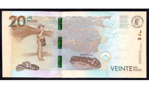 Колумбия 20000 песо 2015 г. (COLOMBIA  20000 pesos 2015) P 461a: UNC