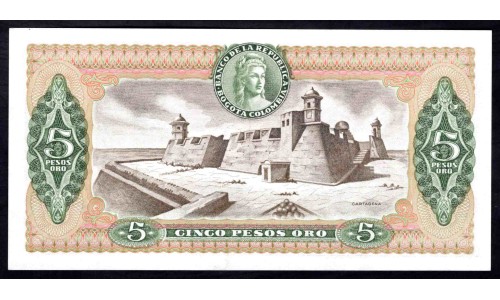 Колумбия 5 песо 1979 г. (COLOMBIA  5 pesos oro 1979) P 406f: UNC