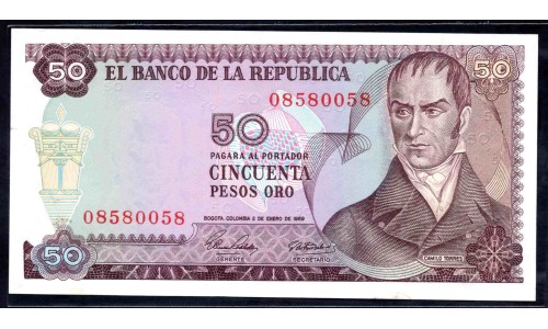 Колумбия 50 песо 1969 г. (COLOMBIA  50 pesos oro 1969) P 412а: UNC