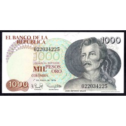 Колумбия 1000 песо 1979 г. (COLOMBIA  1000 pesos oro 1979) P 421а: UNC