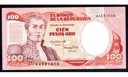 Колумбия 100 песо 1983 г. (COLOMBIA  100 pesos oro 1983) P 426а: UNC