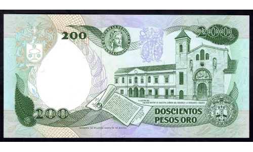 Колумбия 200 песо 10.08.1992 г. (COLOMBIA  200 pesos oro 10.08.1992) P 429А: UNC