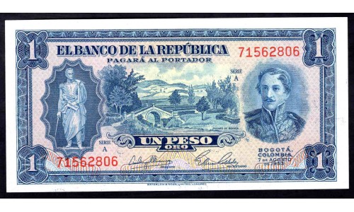Колумбия 1 песо 1953 г. (COLOMBIA  1 peso oro 1953) P 398: UNC