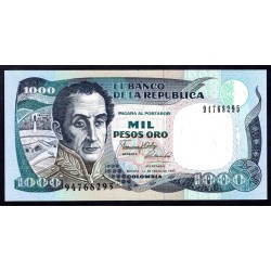 Колумбия 1000 песо 1990 г. (COLOMBIA  1000 pesos oro 1990) P 432: UNC