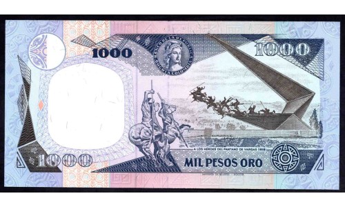 Колумбия 1000 песо 1990 г. (COLOMBIA  1000 pesos oro 1990) P 432: UNC