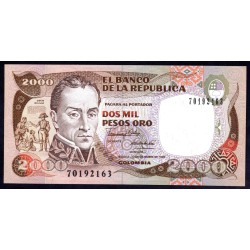 Колумбия 2000 песо 17.12.1990 г. (COLOMBIA  2000 pesos oro 17.12.1990) P 433с: UNC